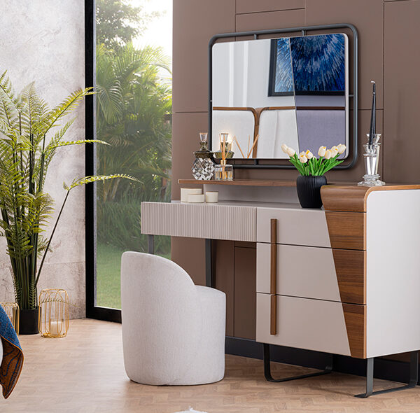 Dresser-FUR08- تسريحة ابيض وخشبى120سم