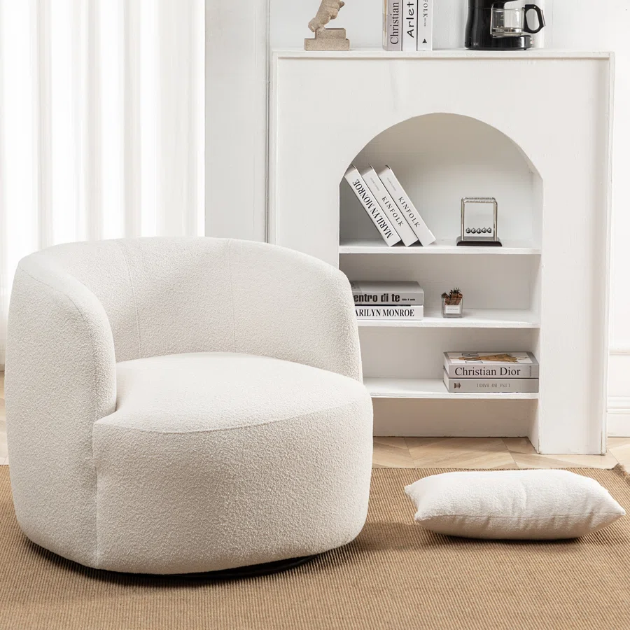 Arijit+34_+Wide+Boucle+Upholstered+Swivel+Armchair كرسي ملينكا - الصورة 1