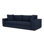 كنبة بثلاثة مقاعد خشب زان وأسفنج - ازرق