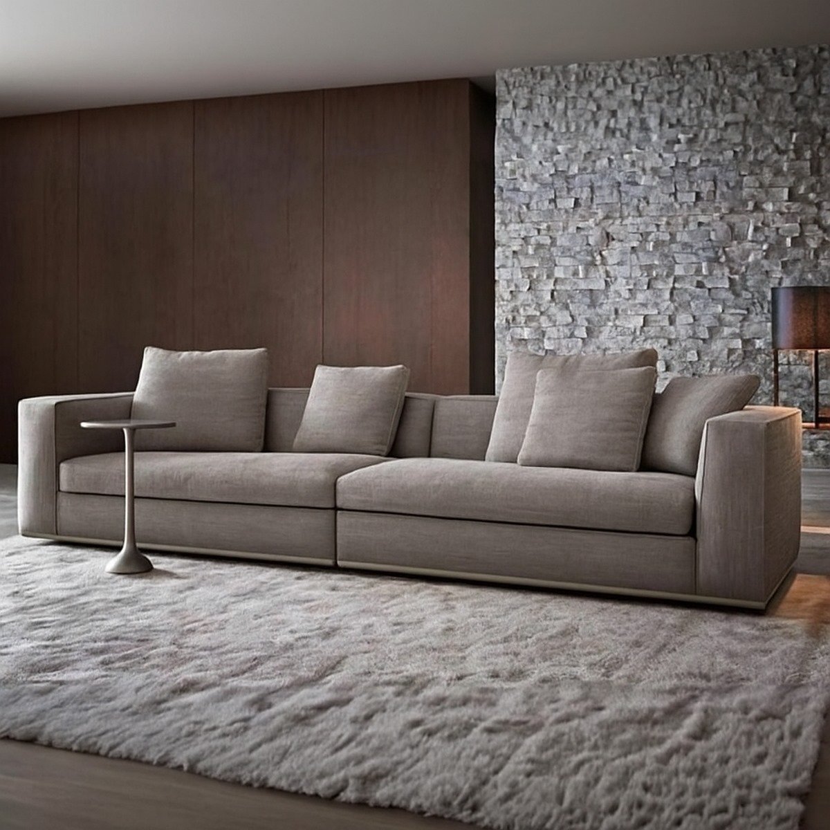 kza.1_2 كنبة بثلاثة مقاعد خشب زان و قماش كتان - بيج - الصورة 1