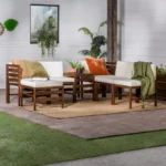 ⁦طقم ركنة خشب زان أحمر 4 كراسي بوف وترابيزة جانبية بتصميم عصري⁩ - الصورة ⁦3⁩