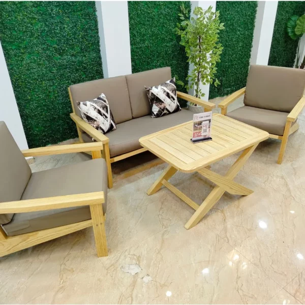 طقم انترية خشب بتش باين (عزيزي) ضد الماء والعوامل الجوية 4 أفراد تصميم أنيق و متين للمنزل