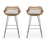 ⁦طقم 2 كرسي بار فلات بريتا رتان FU-002⁩ - الصورة ⁦2⁩