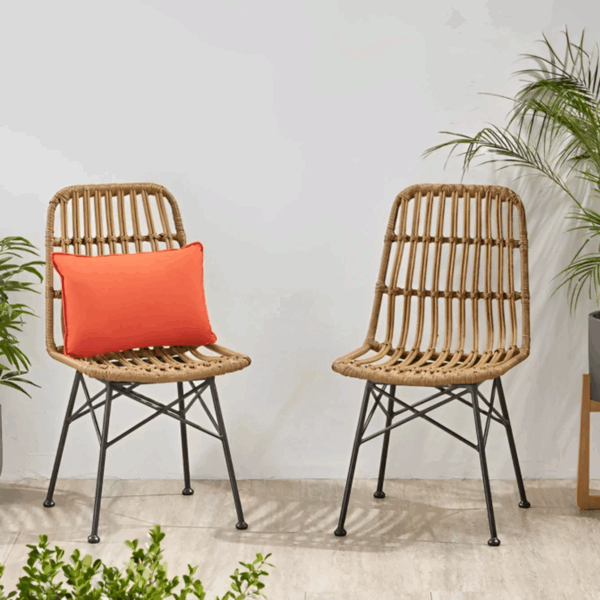 كرسي بريتا رتان بامبو للمطاعم و الكافيهات باللون البيج FU-35