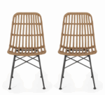 ⁦كرسي بريتا رتان بامبو للمطاعم و الكافيهات باللون البيج FU-35⁩ - الصورة ⁦4⁩