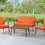 طقم كنبة خارجي خشب زان أحمر روماني