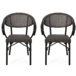 ⁦كرسي مطاعم وكافيهات حديد مطلي بالكتروستاتيك × ميش مستورد أسود FU-0061⁩ - الصورة ⁦3⁩