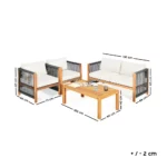 ⁦طقم كنبة حديقة خشب زان أحمر مشدود بأحبال قوية وقماش وتربروف مقاوم للعوامل الجوية⁩ - الصورة ⁦7⁩