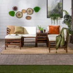 طقم ركنة خشب زان أحمر 4 كراسي بوف وترابيزة جانبية بتصميم عصري