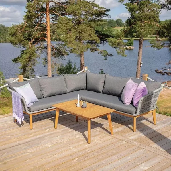 ركنة خارجية خشب زان أحمر روماني بأحبال معالجة وقماش ووتر بروف مقاوم للعوامل الجوية